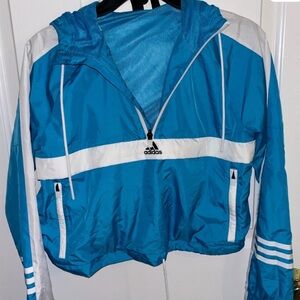 Adidas Blue and White Windbreaker
